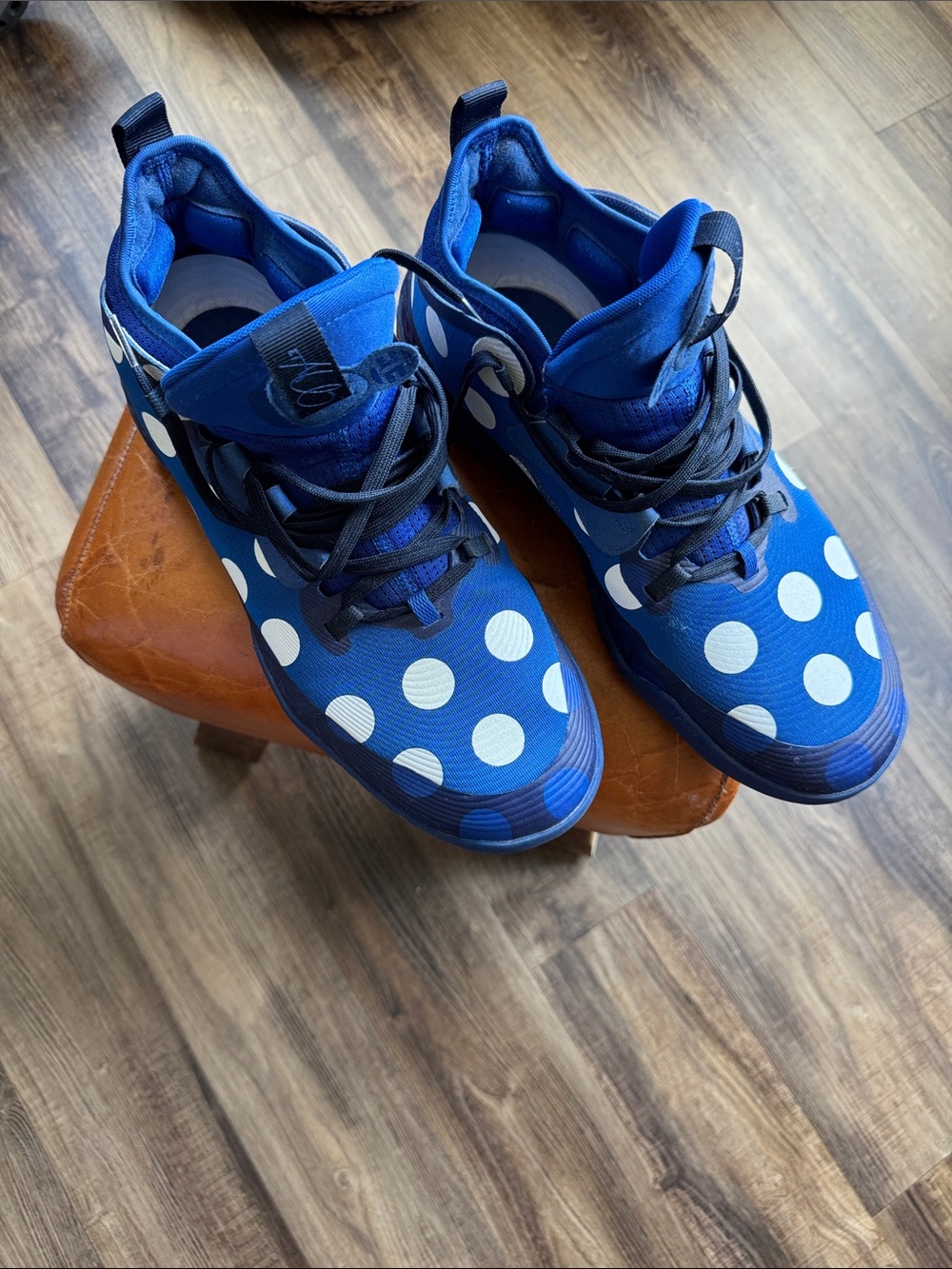 Adidas Blue and White Polka Dot Men’s Sneakers